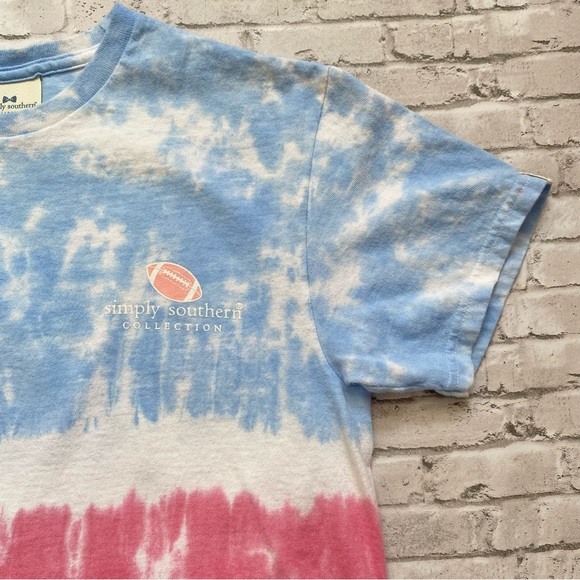 Simply Southern Football Tailgating Blue and Pink Graphic Tee - Picture 3 of 6